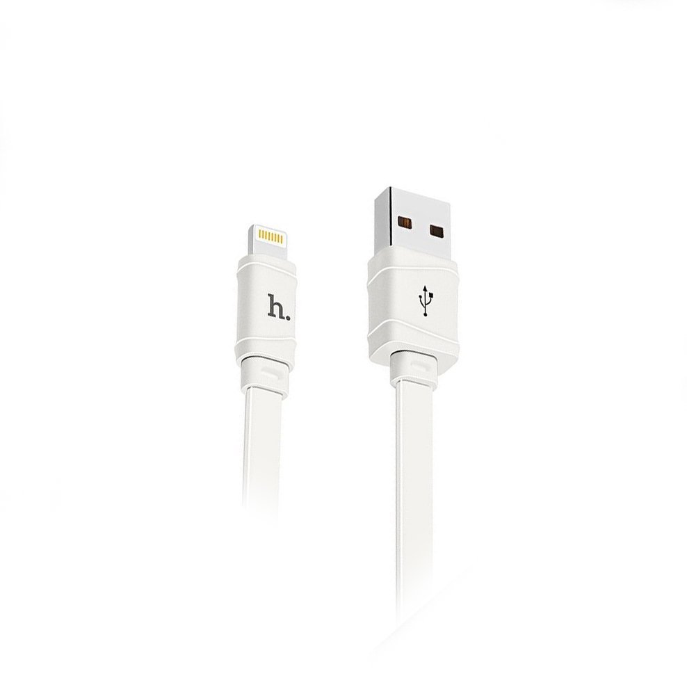 

Кабель USB-Lightning 8-pin, плоский, 2.1A, 1м, белый HOCO Bamboo X5 (6957531040019), X5