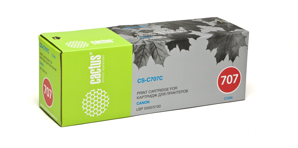 

Картридж лазерный Cactus CS-C707C (707C), голубой, 2000 страниц, совместимый, для Canon LBP-5000 / 5100