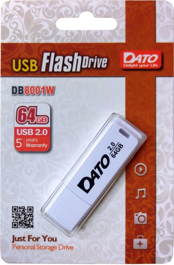 

Флешка 64Gb USB 2.0 Dato DB8001, белый (DB8001W-64G), DB8001