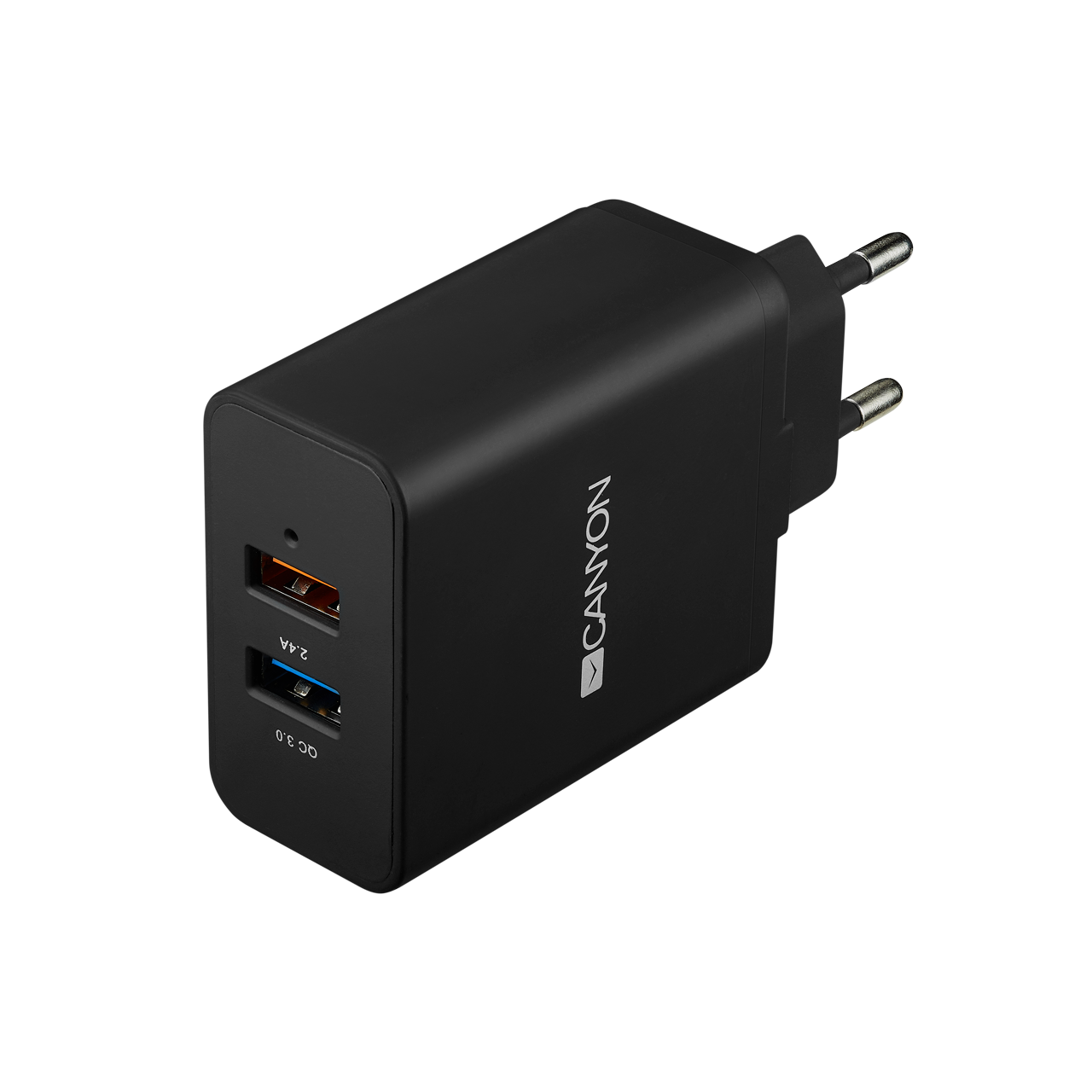 

Сетевое зарядное устройство Canyon CNE-CHA07B, 2USB, 2.4A, черный, CNE-CHA07B