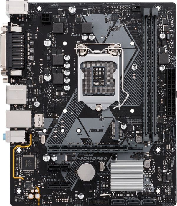 Материнская плата ASUS PRIME H310M-D R2.0, Socket1151v2, Intel H310, 2xDDR4, PCI-Ex16, 4SATA3, 7.1-ch, GLAN, 4 USB 3.1, VGA, HDMI, mATX, Retail