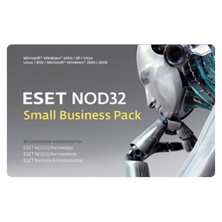 Антивирус ESET NOD32 Small Business Pack, базовая лицензия, 1 лицензия, 10 пользователей, на 12 месяцев (NOD32-SBP-NS-CARD-1-10)