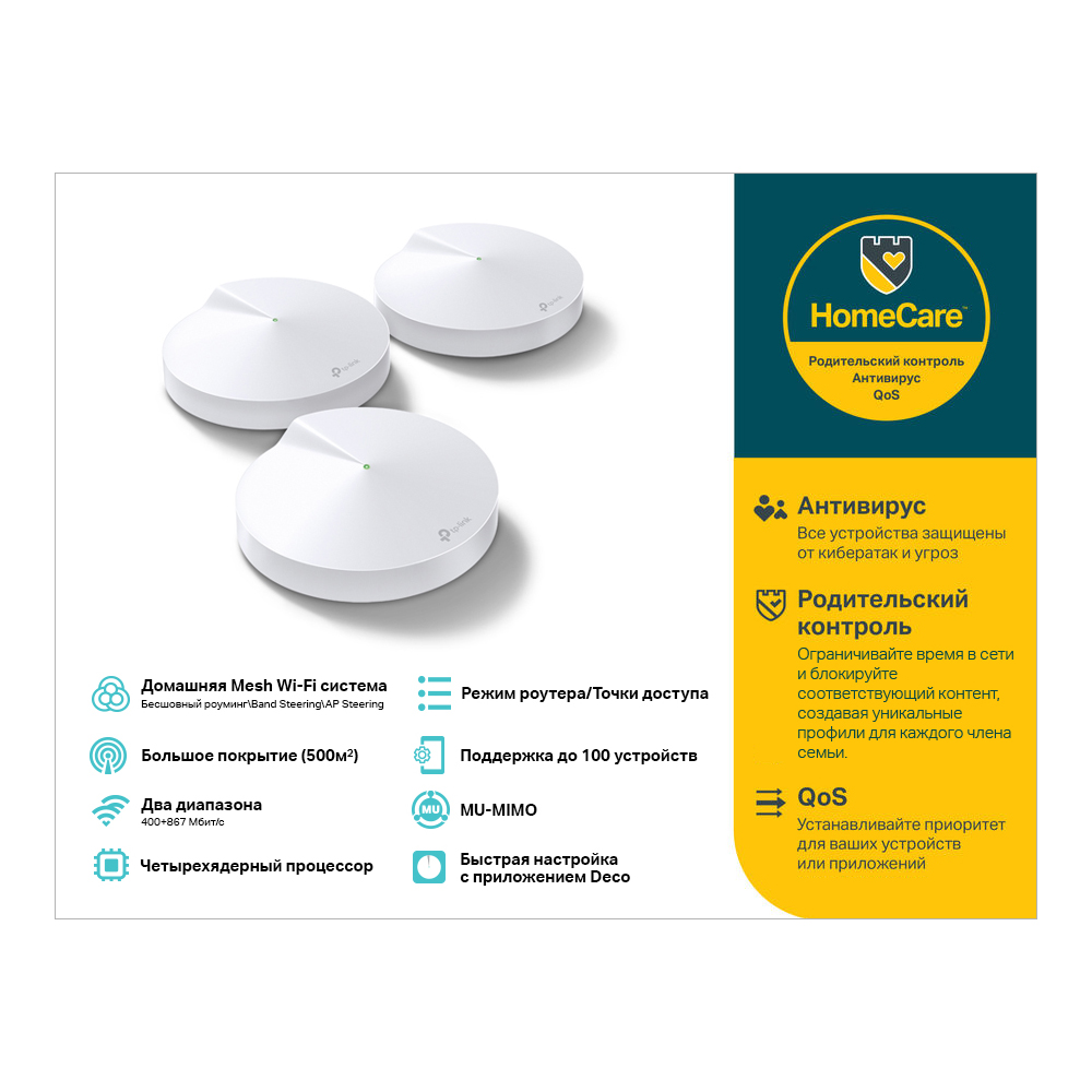 Mesh система TP-LINK Deco M5, до 1267 Мбит/с, комплект 3
