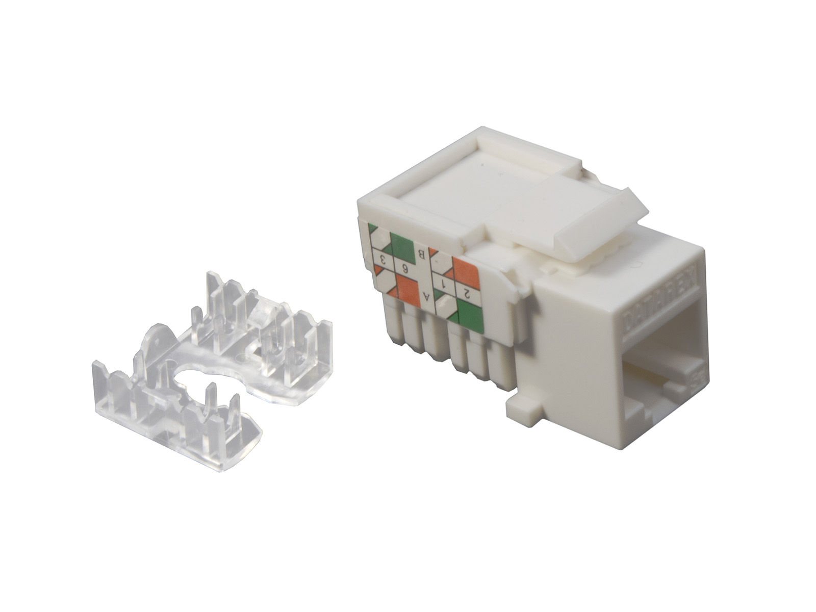 Розеточный модуль Keystone Datarex, кат.5e, UTP, 1xRJ45, T568A/B, белый (DR-5102)