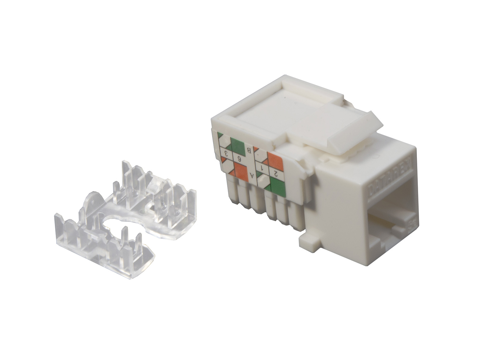 

Розеточный модуль Keystone Datarex, кат.5e, UTP, 1xRJ45, T568A/B, белый (DR-5102)