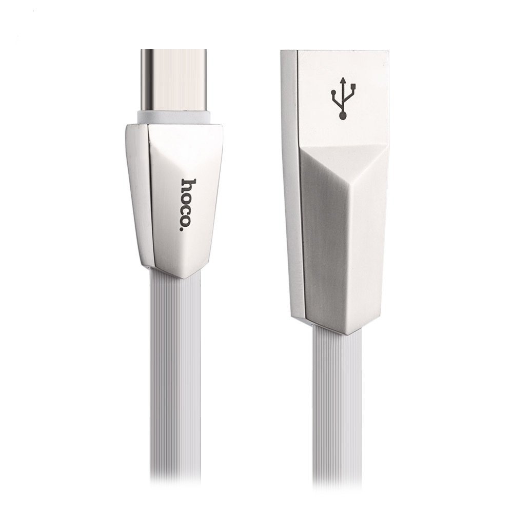 

Кабель USB-USB Type-C, плоский, 2.4A, 1.2м, белый HOCO Zinc alloy rhombic X4 (УТ-00000376), X4