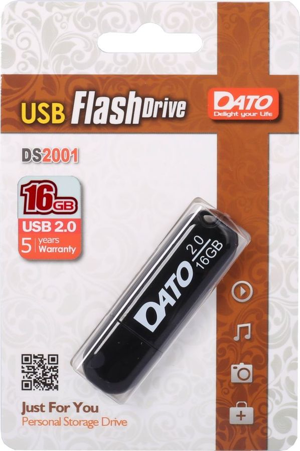 Флешка 16Gb USB 2.0 Dato DS2001, черный (DS2001-16G)