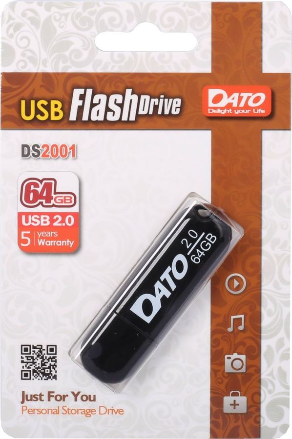 Флешка 64Gb USB 2.0 Dato DS2001, черный (DS2001-64G)