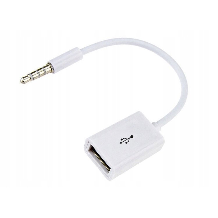 Кабель USB 2.0(Af)-Jack 3.5mm(m), 10см, белый Glossar