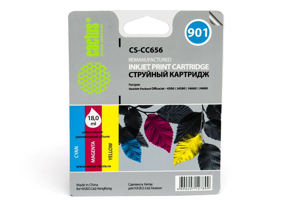 

Картридж струйный Cactus CS-CC656 (901), цветной, совместимый, 18 мл, для HP OJ 4500 / J4580 / J4660