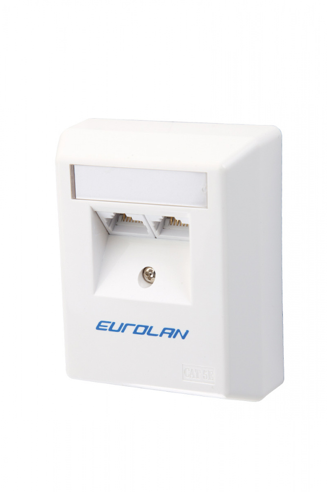 

Розетка RJ-45+RJ-45 открытый монтаж категория 5e, Eurolan (12D-U5-02WT)