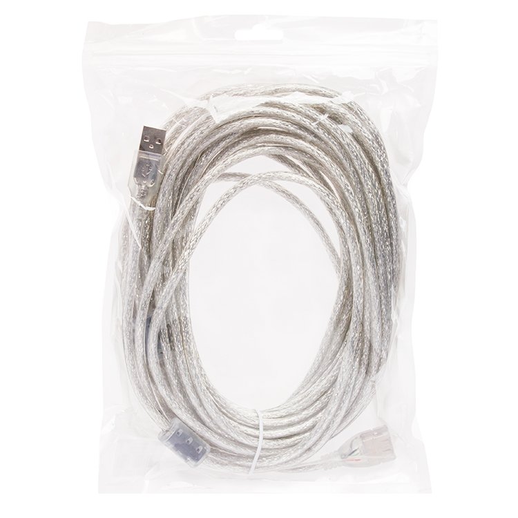 

Кабель-удлинитель Glossar USB 2.0(AM)-USB 2.0(AF), 10м, серебристый