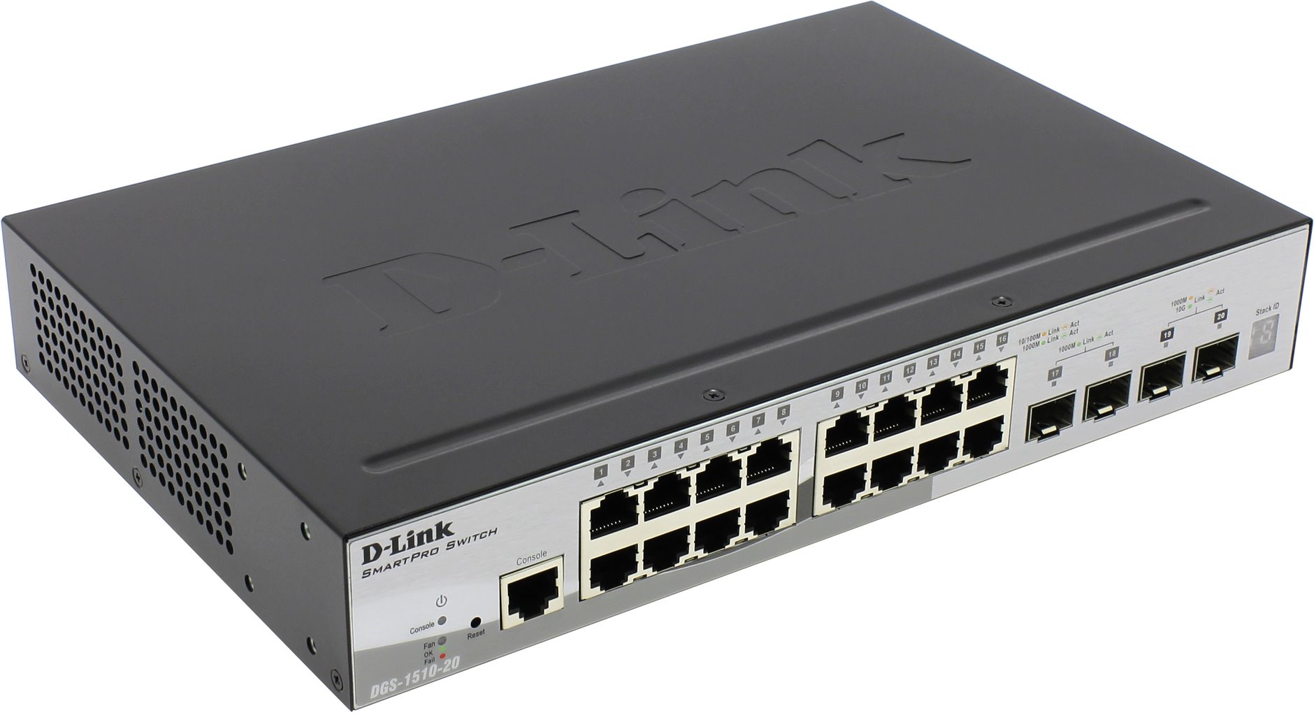 

Коммутатор D-link DGS-1510-20, управляемый, кол-во портов: 16x1 Гбит/с, SFP 2x1 Гбит/с, кол-во SFP/uplink: SFP+ 2x10 Гбит/с, установка в стойку (DGS-1510-20/A1A), DGS-1510-20