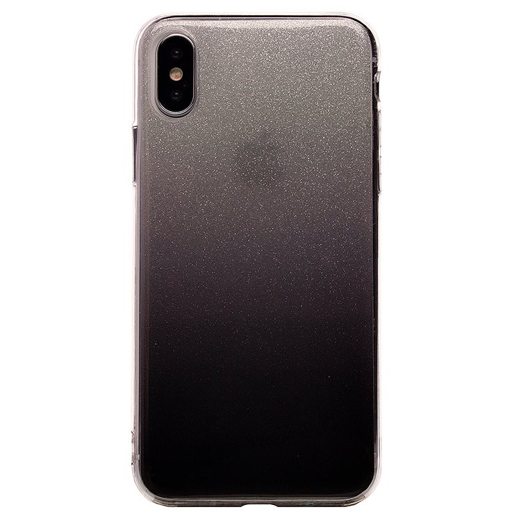 Чехол-накладка Glamour для смартфона Apple iPhone X/XS, силикон, черный/серебристый (77947)