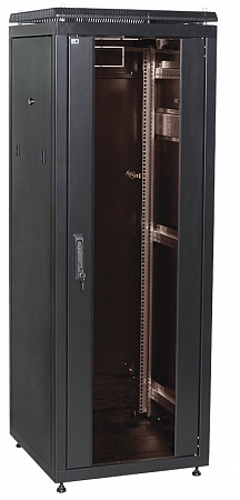 Шкаф телекоммуникационный напольный 18U 600x600 мм, стекло, черный, разборный, ITK LINEA N (LN05-18U66-G)