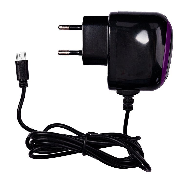 Сетевое зарядное устройство Brera Classic, 1A, черный/фиолетовый (47215), кабель microUSB
