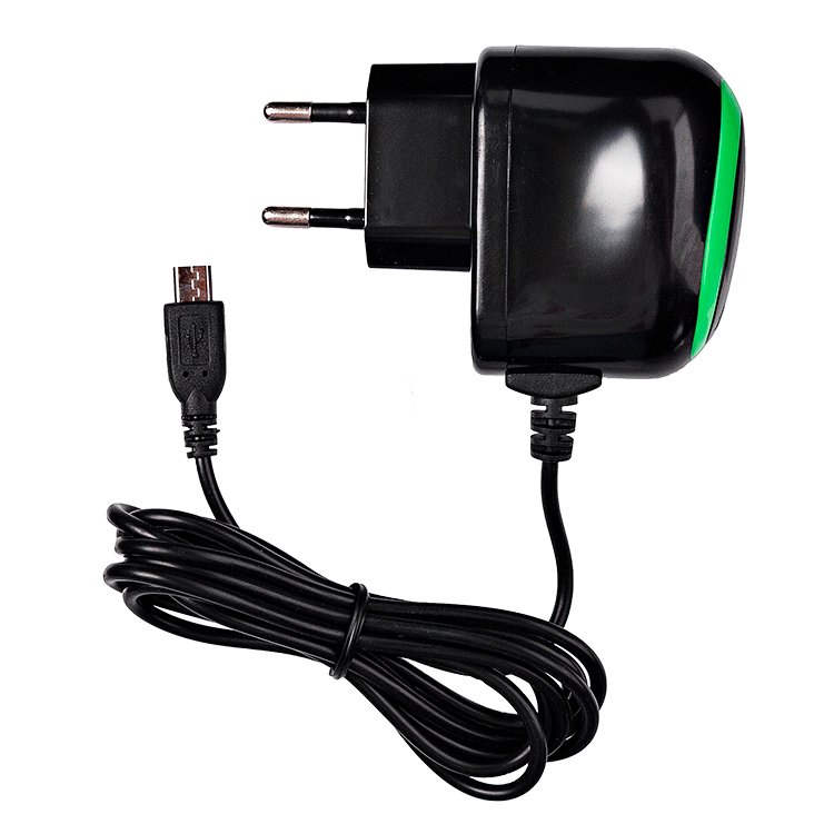 Сетевое зарядное устройство Brera Classic, 2A, черный/зеленый (47227), кабель microUSB