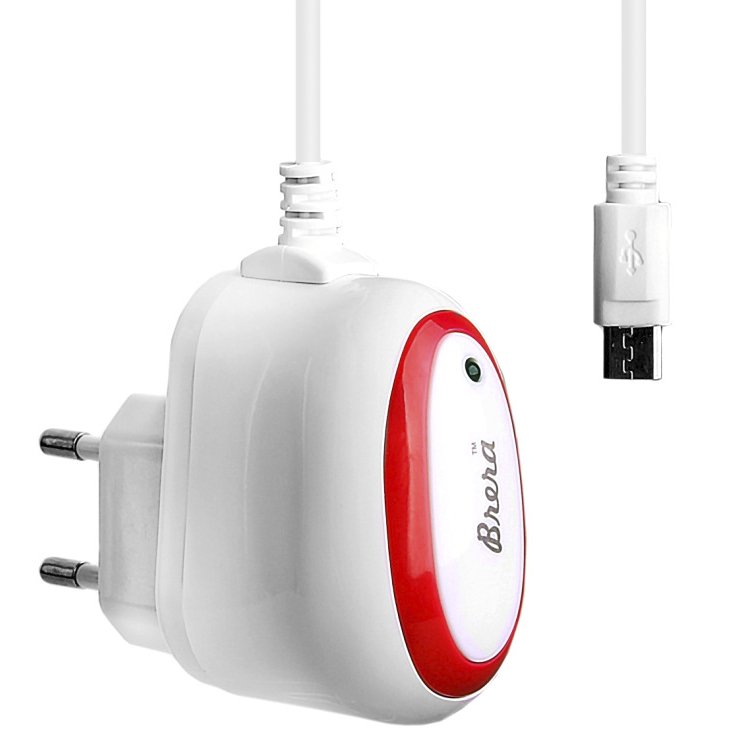 

Сетевое зарядное устройство Brera Classic, 2A, белый/красный (47236), кабель microUSB, Classic