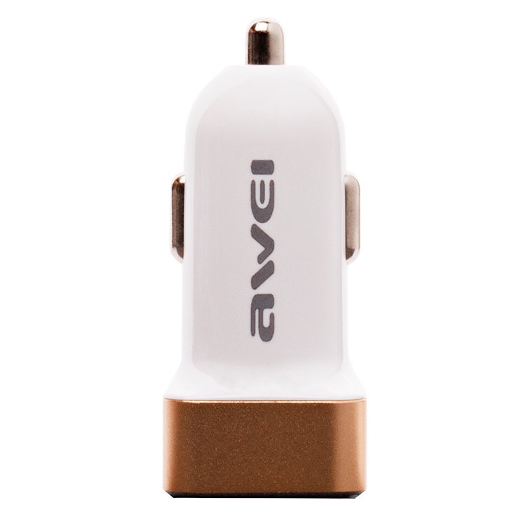 

Автомобильное зарядное устройство Awei C-200, 2xUSB, 2.4А, белый/золотой (79576), C-200