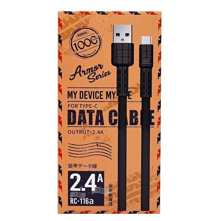 

Кабель USB-USB Type-C, Remax, 1м, черный (RC-116a Armor series)