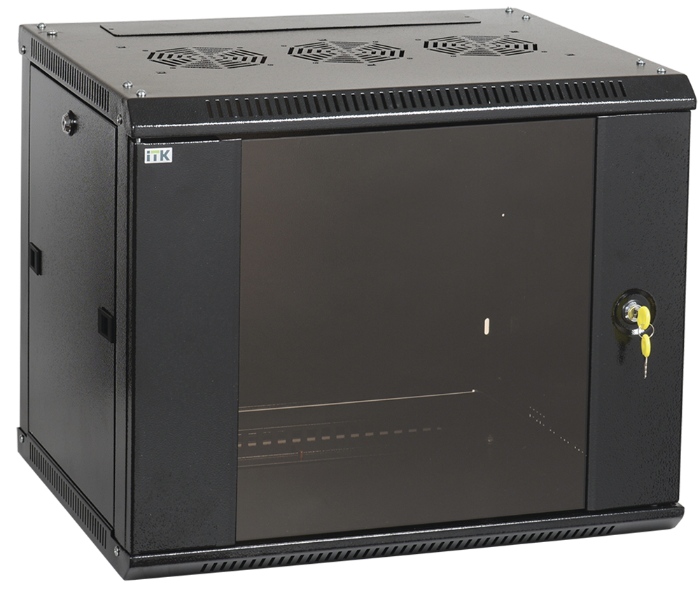 

Шкаф телекоммуникационный настенный 12U 600x600 мм, стекло, черный, разборный, ITK LINEA W (LWR5-12U66-GF)