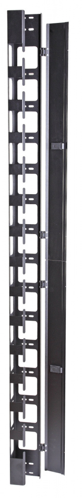 Органайзер кабельный вертикальный 42U, черный, металл, с крышкой, D9000, S3000 Eurolan (60A-18-42-01-31BL)