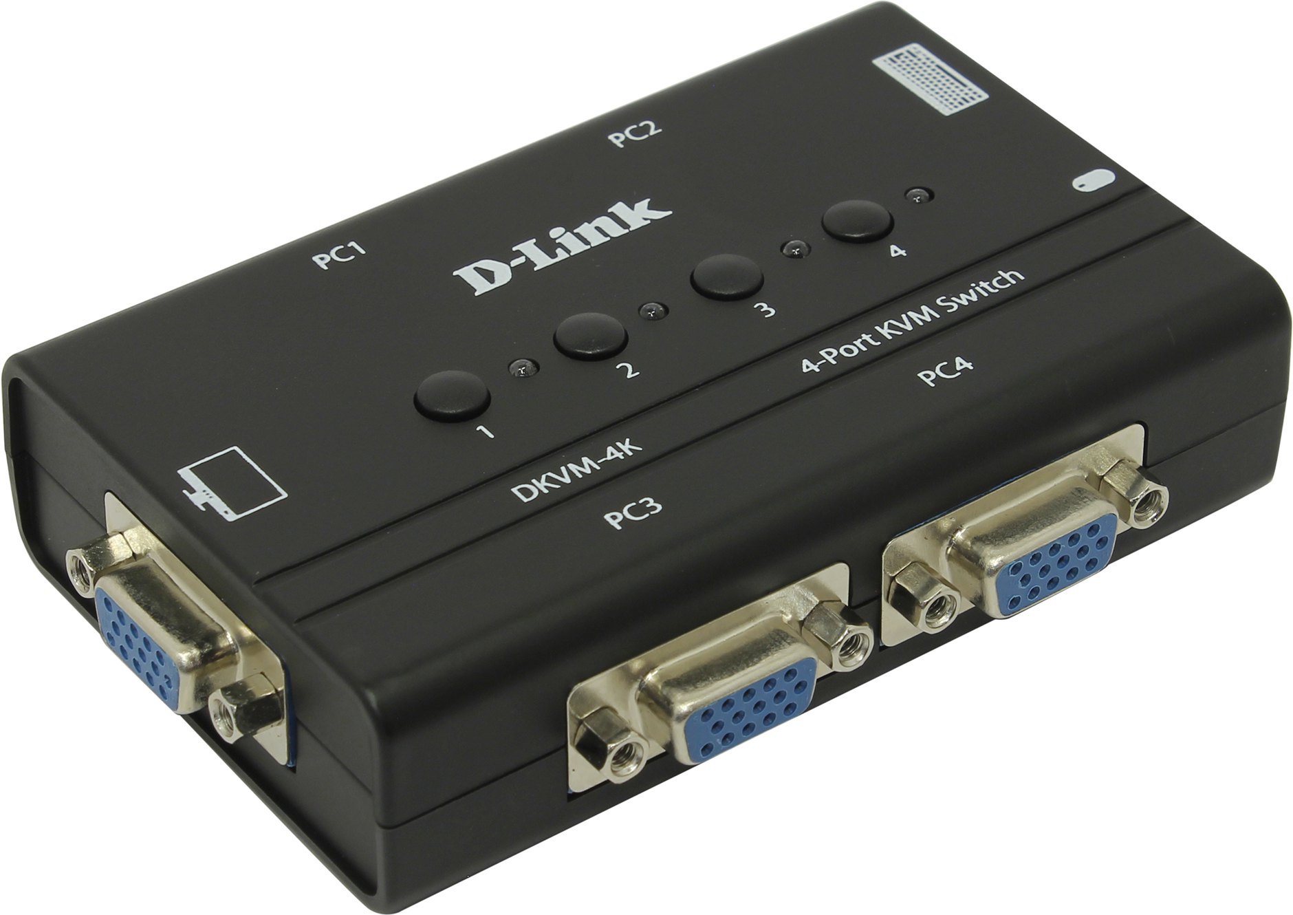 Переключатель KVM (КВМ) D-Link DKVM-4K/B, 4-ПК (DKVM-4K/B3A)