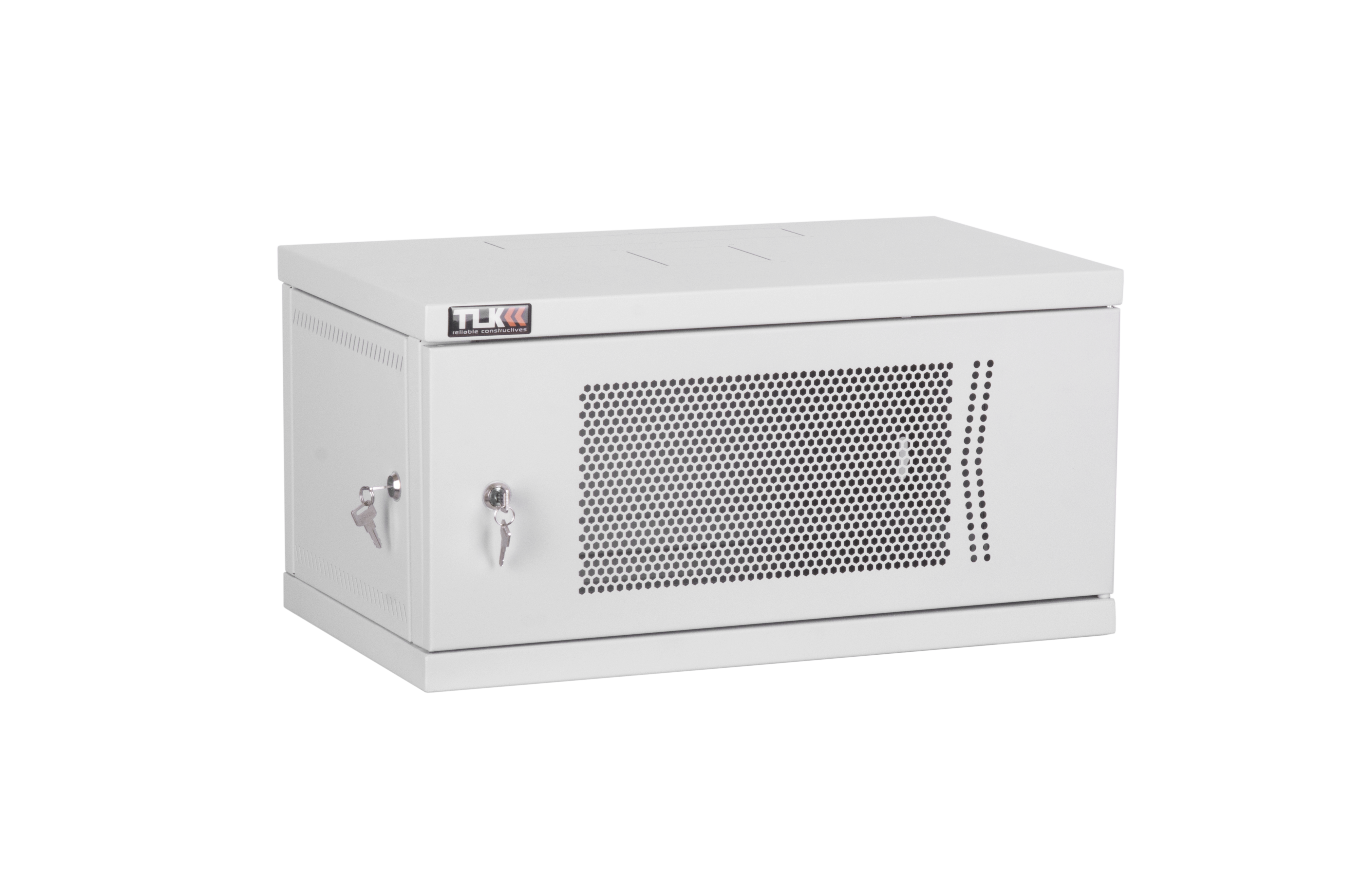Шкаф телекоммуникационный настенный 6U 600x350 мм, перфорация, серый, разборный, TLK Lite TWI-066035-R-P-GY
