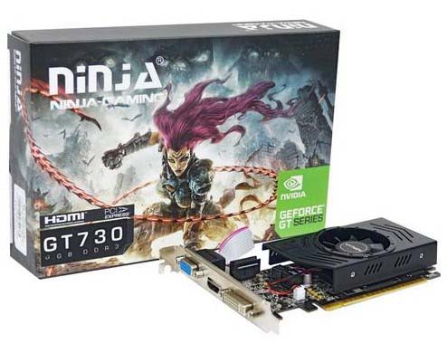

Видеокарта Sinotex NVIDIA GeForce GT730 Ninja, 1Gb DDR3, 128bit, PCI-E, VGA, HDMI, Retail (NK73NP013F), Ninja