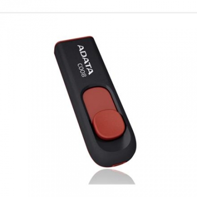 Флешка 8Gb USB 2.0 ADATA C008, черный/красный (AC008-8G-RKD)