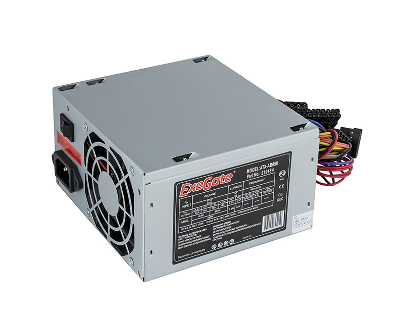 

Блок питания 450 Вт ATX Exegate AB450, 80 мм (EX219184RUS-S), Серый, AB450