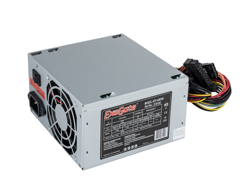 

Блок питания 500 Вт ATX Exegate AB500, 80 мм (EX219185RUS-S), Серебристый, AB500