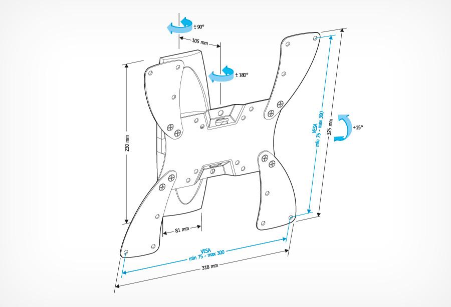 Кронштейн настенный для TV/монитора 10"-40", HOLDER LCDS-5019, до 30 кг