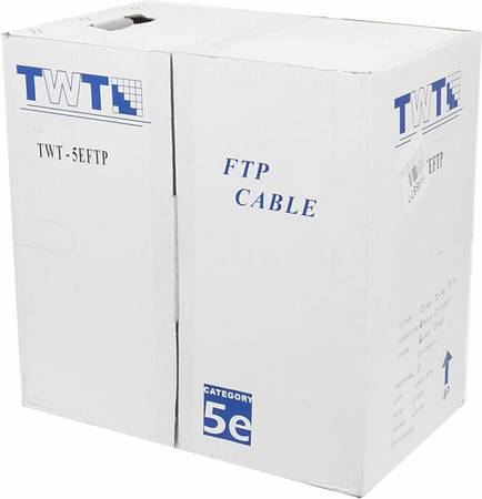 Витая пара FTP кат.5e, 4 пары, CU, 305м., внешний, одножильный, черный, TWT (TWT-5EFTP-OUT)