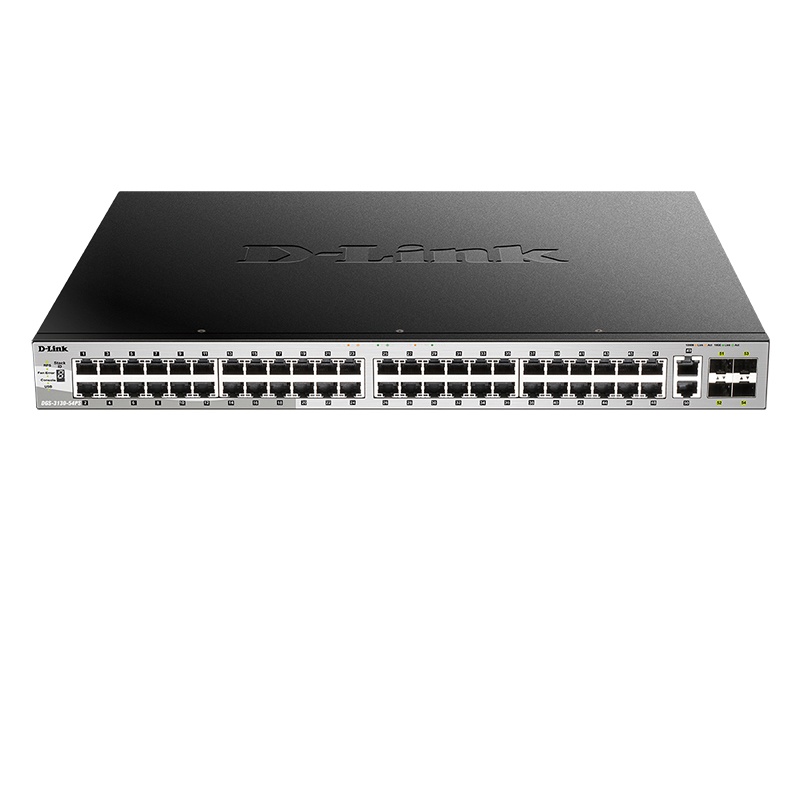 Коммутатор D-link DGS-3130-54PS, управляемый, кол-во портов: 48x1 Гбит/с, SFP+ 4x10 Гбит/с, кол-во SFP/uplink: RJ-45 2x10 Гбит/с, установка в стойку, PoE: 48x30Вт (макс. 370Вт) (DGS-3130-54PS/A1A)