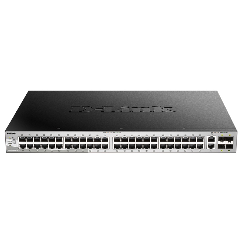 Коммутатор D-Link DGS-3130-54TS, 48x1 Гбит/с, SFP/uplink: combo RJ-45/SFP+x6