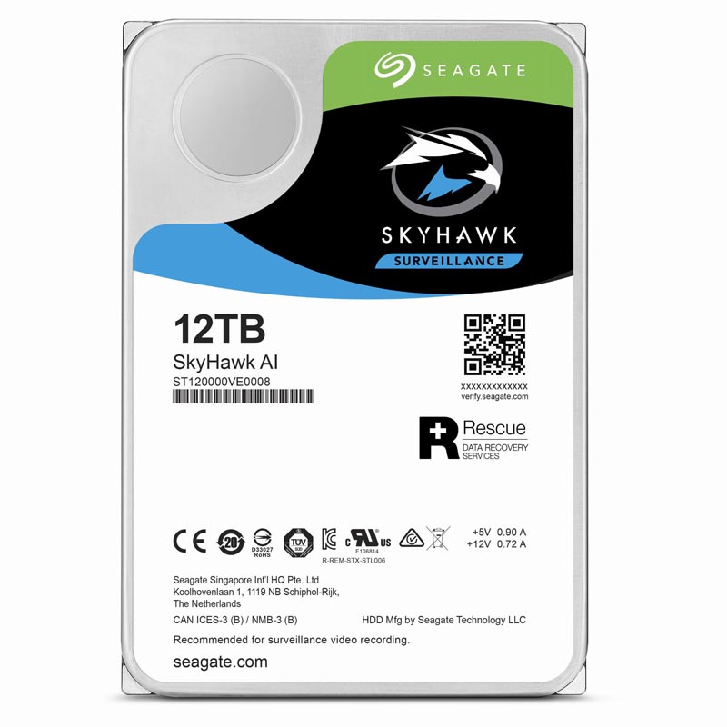 

Жесткий диск (HDD) Seagate 12Tb SkyHawk AI, 3.5", 7200rpm, 256Mb, SATA3 (ST12000VE0008)