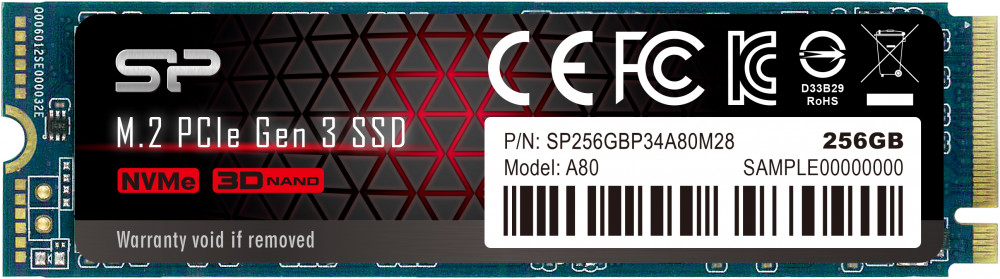 Твердотельный накопитель (SSD) Silicon Power 256Gb P34A80, 2280, M.2, NVMe (SP256GBP34A80M28) - фото 1