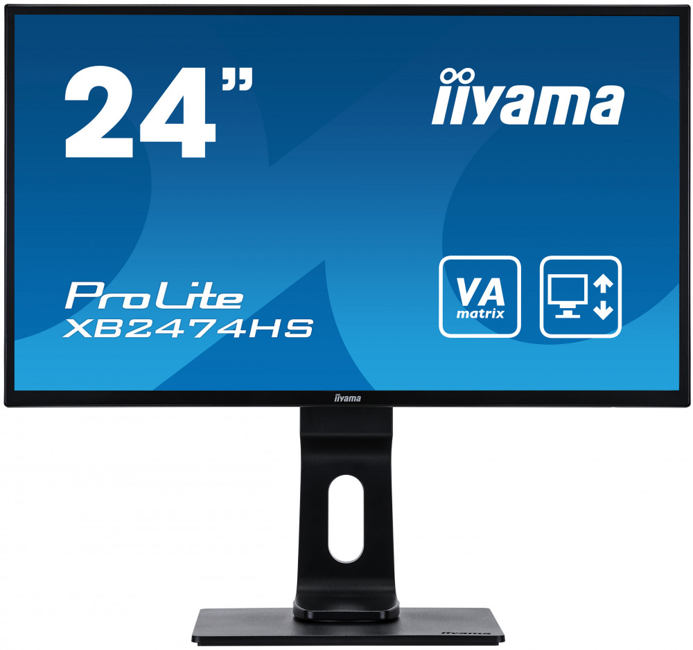 

Монитор 23.6" Iiyama XB2474HS-B2 VA, 1920x1080 (16:9), 250кд/м2, 4мс, VGA, HDMI, DisplayPort, черный, XB2474HS-B2