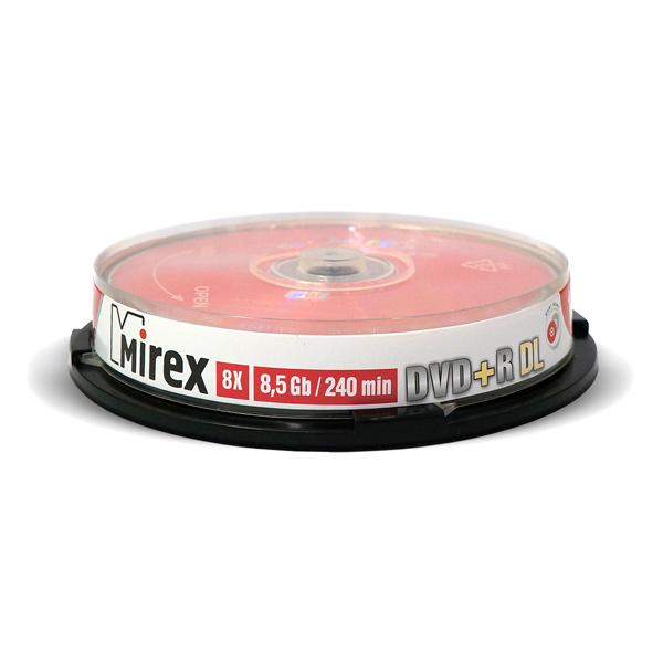 Диск DVD+R 8.5Gb 8x Mirex, Dual Layer, Cake Box (10шт)