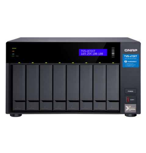 

Сетевой накопитель (NAS) QNAP TVS-872XT-i5-16G, слоты 8x2.5"/3.5" SATA 6Gb/s, 2x1 Гбит + 10 Гбит/с, HDMI, 5xUSB 3.0, Intel Core i5-8400T /6x1.7GHz, DDR4 16Gb, RAID 0/1/5/6/10, (TVS-872XT-i5-16G), Черный, TVS-872XT-i5-16G
