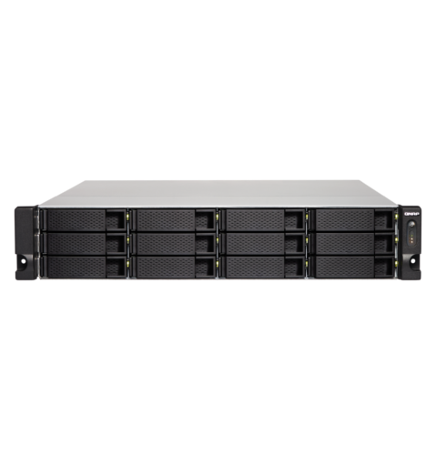 

Сетевой накопитель (NAS) QNAP TS-1283XU-RP-E2124-8G, слоты 12x2.5"/3.5" SATA 6Gb/s, 4x1 Гбит + 2x10 Гбит/с SFP+, 6xUSB 3.0, Intel Xeon E-2124/4x3.3GHz, DDR4 8Gb, RAID 0/1/5/6/10, (TS-1283XU-RP-E2124-8G), Черный, TS-1283XU-RP-E2124-8G