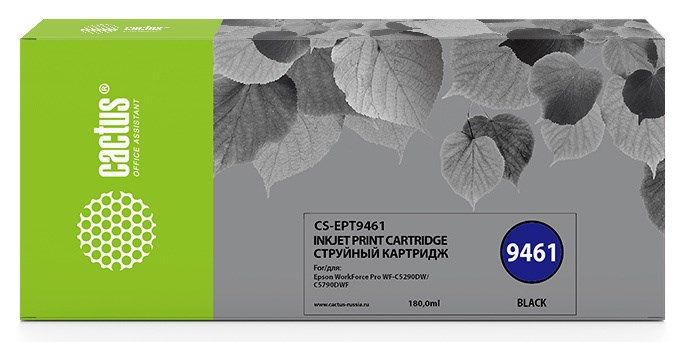 

Картридж струйный Cactus CS-EPT9461 (T9461/C13T946140), черный, совместимый, 180 мл, для Epson WF-C5290DW/WF-C5790DW