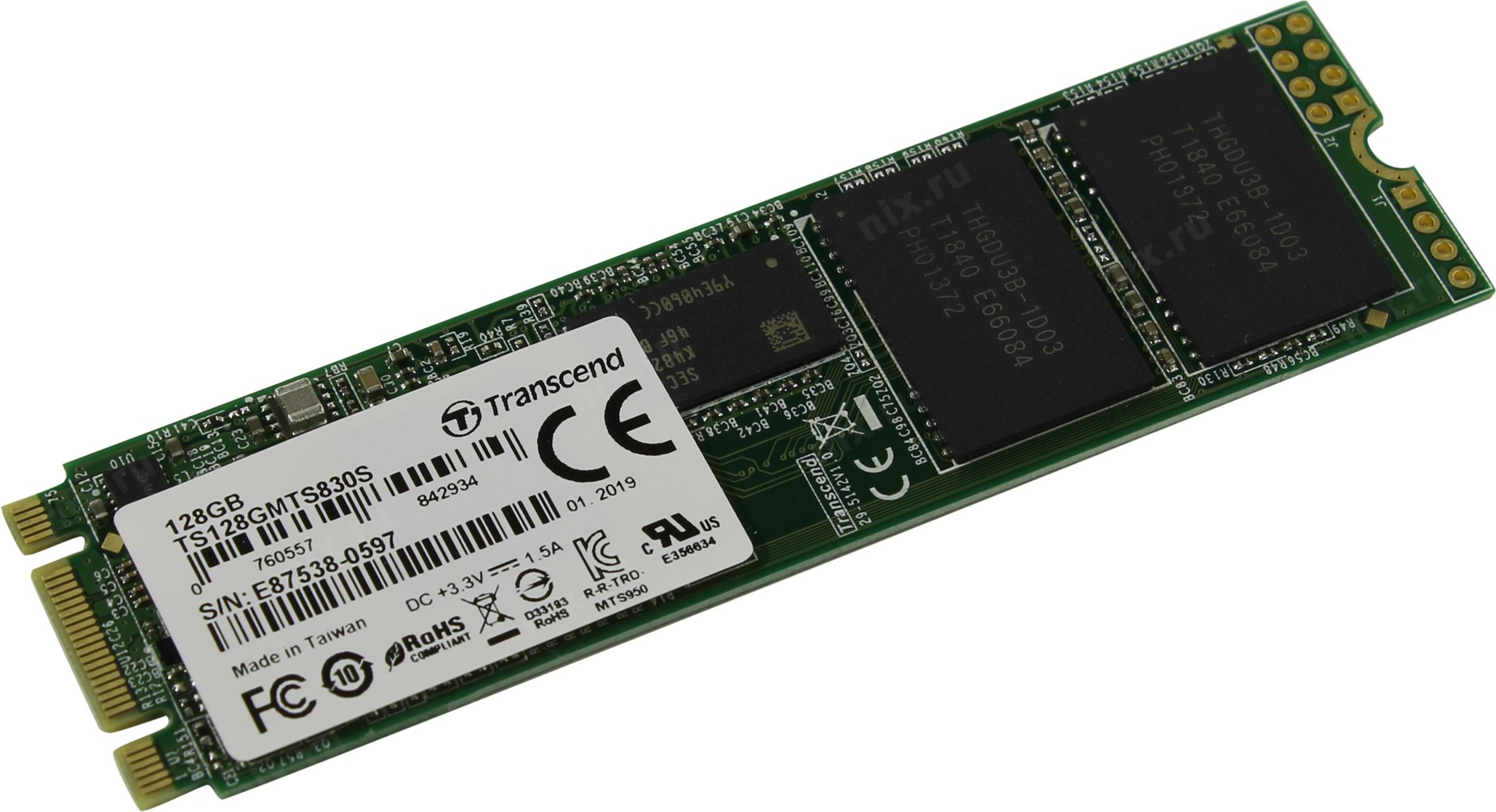 Твердотельный накопитель (SSD) Transcend 128Gb 830S, 2280, M.2 (TS128GMTS830S) - фото 1