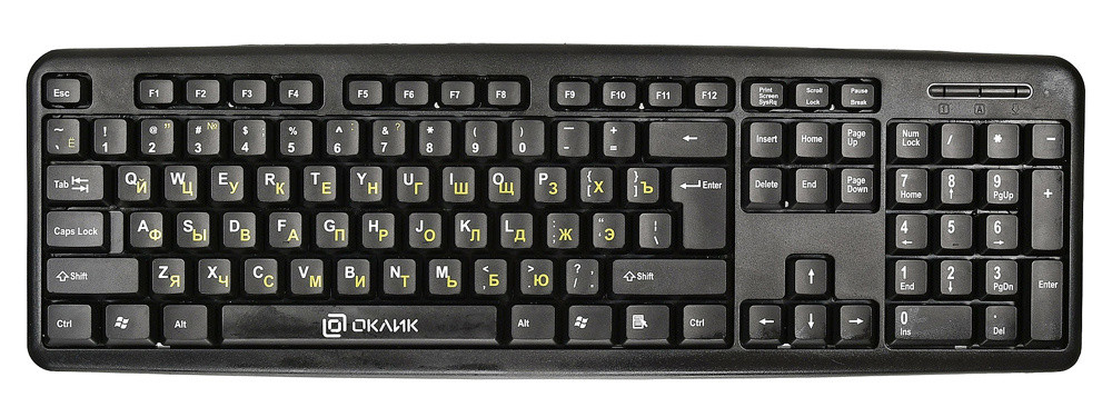 

Клавиатура проводная Oklick 130M, мембранная, USB, черный, 130M