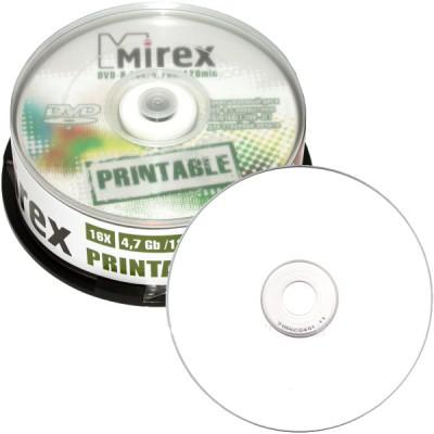 Диск DVD-R 4,7Gb 16x Mirex, Printable, Cake Box (25шт)