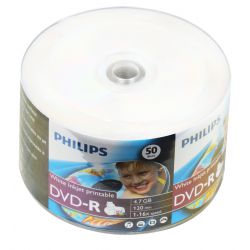 Диск DVD-R 4.7Gb 16x Philips, Printable, Bulk (50шт)