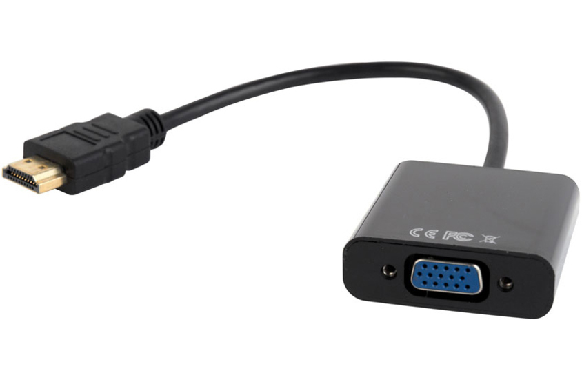 Переходник HDMI(19M)/VGA(15F)+audio, 0.15m, Cablexpert (A-HDMI-VGA-03), цвет черный - фото 1