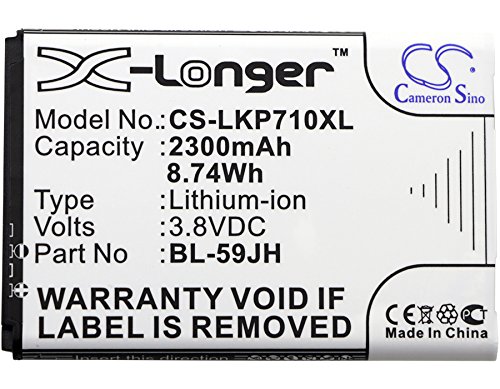 

Аккумулятор CameronSino для LG P713 OPTIMUS L7 II, P710 OPTIMUS L7 II, P715 OPTIMUS L7 II DUAL, 2300 mAh (CS-LKP710XL)