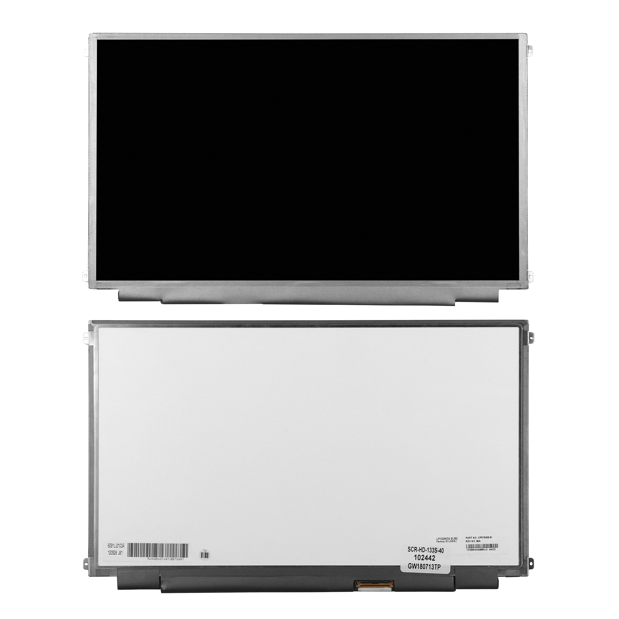 

Матрица для ноутбука 13.3" 1600x900 HD+, 40 pin LVDS, Slim, LED, IPS, крепления слева/справа (уши), глянцевая. PN: LP133WD2 (SL)(B2)(SCR-HD-133S-40)